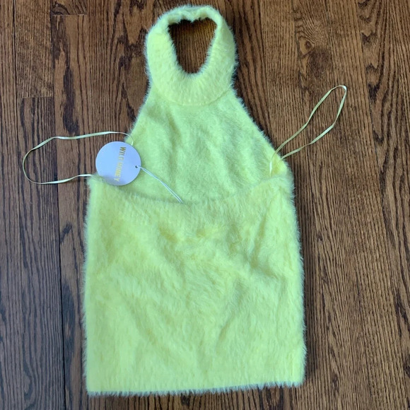 Yellow Halter, Furry open back - Picture 3 of 3